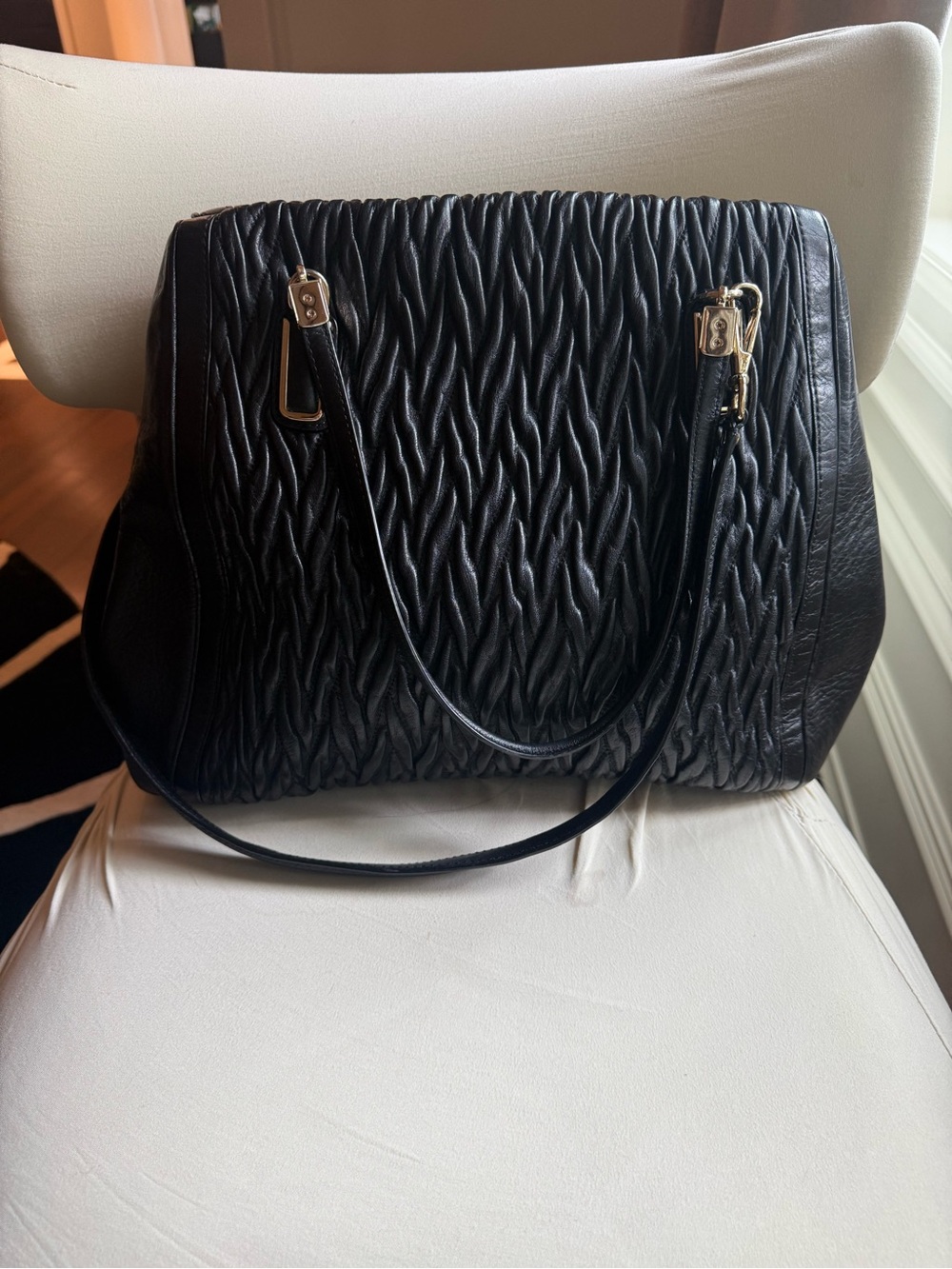 Coach Limited Edition Black Quilted Leather Shoulder Bag with Gold Hardware